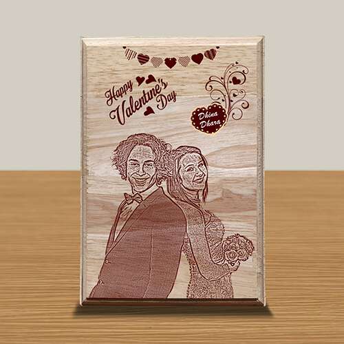Personalized Wooden Photo Art Frame | Wooden Gifts | Happy Valentine's Day Design 14